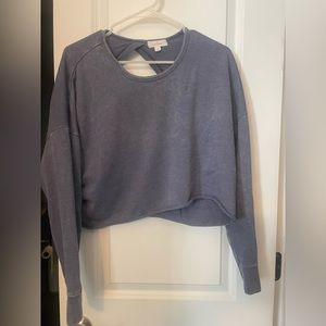 Purple cropped workout sweatshirt